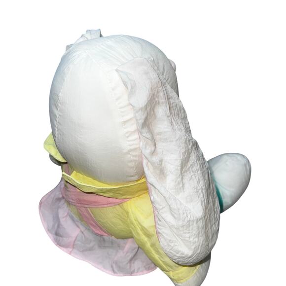 Vintage Nylon Puffy Easter Bunny long ears Plush Rabbit Pastel Stuffed Animal - Picture 3 of 6